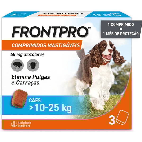 Frontpro 68mg para Perros >10-25kg Comprimidos Masticables X3, 68 mg comprimidos masticables VET