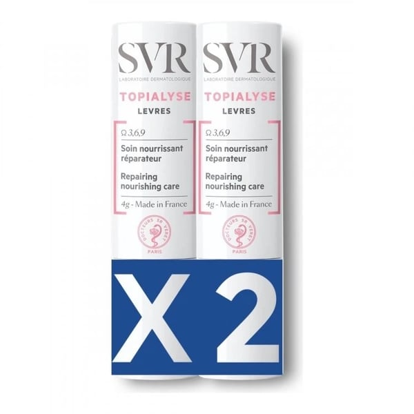 Svr Topialyse Lèvres Duo Stick labial cuidado protetor, hidratante, suavizante 2 x 4 g com Oferta da 2ª Emabalagem