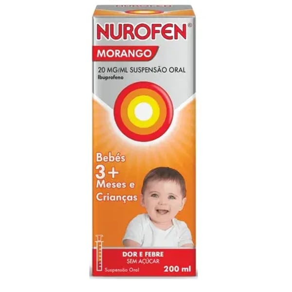 Nurofen Morango, 20 mg/mL-200 mL x 1 susp oral mL