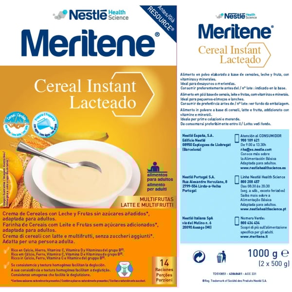 Meritene Cereal Inst Lact Multi Saq500gx2 pó susp oral medida