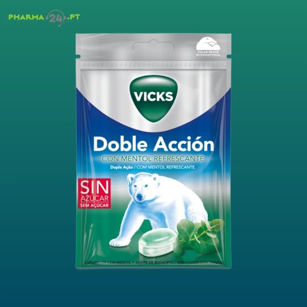 VICKS Dupla Ação Rebuçados com Mentol Refrescante | 72g