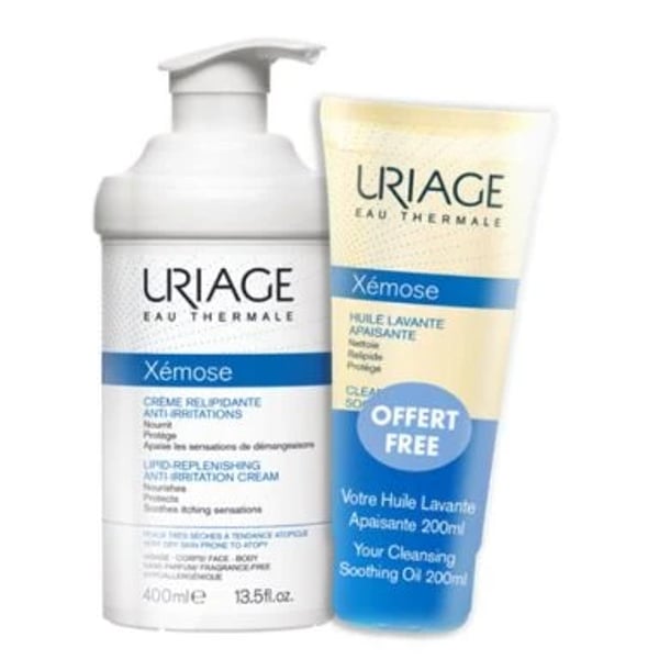 Uriage Xémose Crema Emoliente 400 ml con Oferta de Aceite de Limpieza 200 ml
