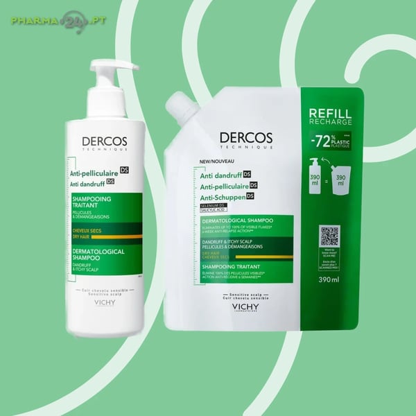 DERCOS Champô Anticaspa DS Cabelo Seco 390ml + Recarga 390ml